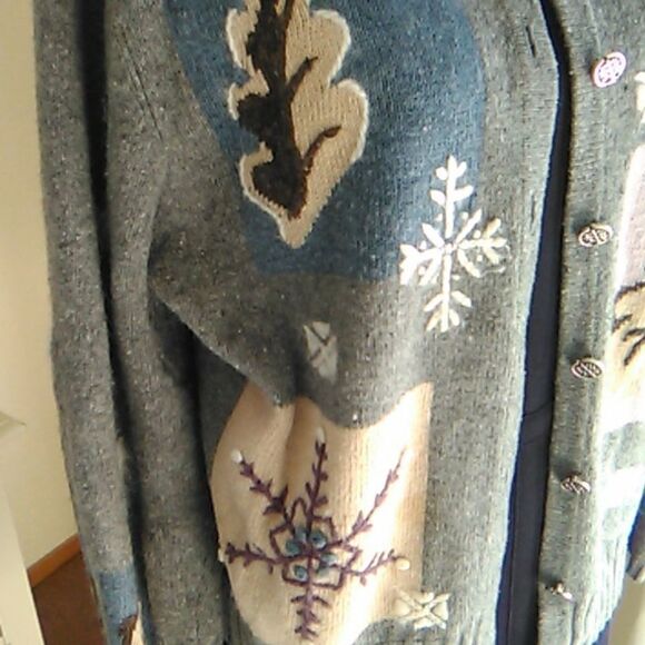 Vintage Holiday Lodge Embroidered Cardigan Sweater Twee - Picture 3 of 14